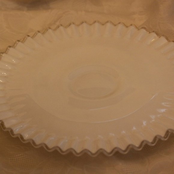 Fenton 12" Milk Glass Pedestal Cake Stand Server - Picture 1 of 4